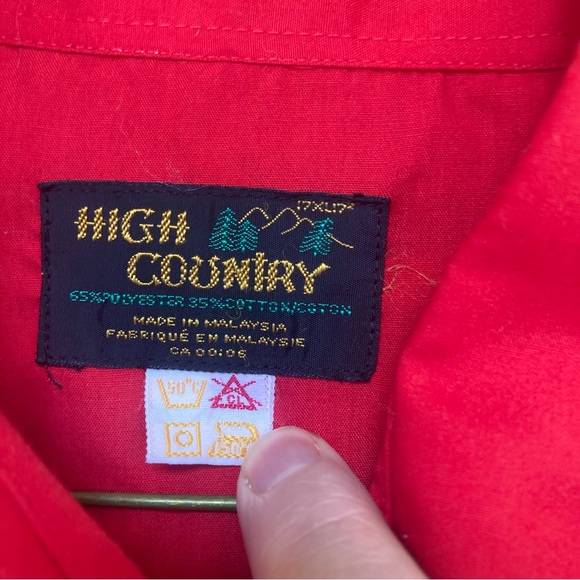 Vintage men’s high country red western country Pearl snap button down shirt 17” - Picture 3 of 9